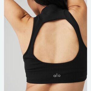 ALO Yoga Black Sports Bra with Racerback Design